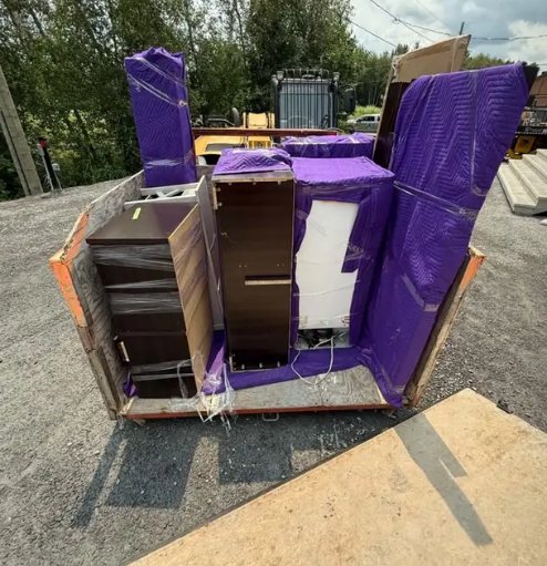 Wrapped commercial furniture ready to load