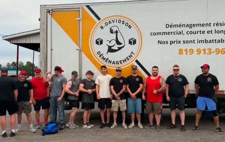 The B. Davidson Déménagement crew in front of a truck