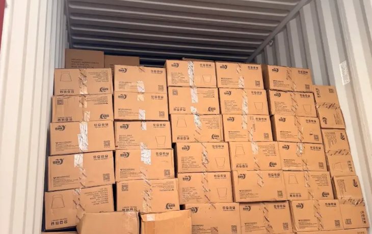 Container full of boxes for delivery